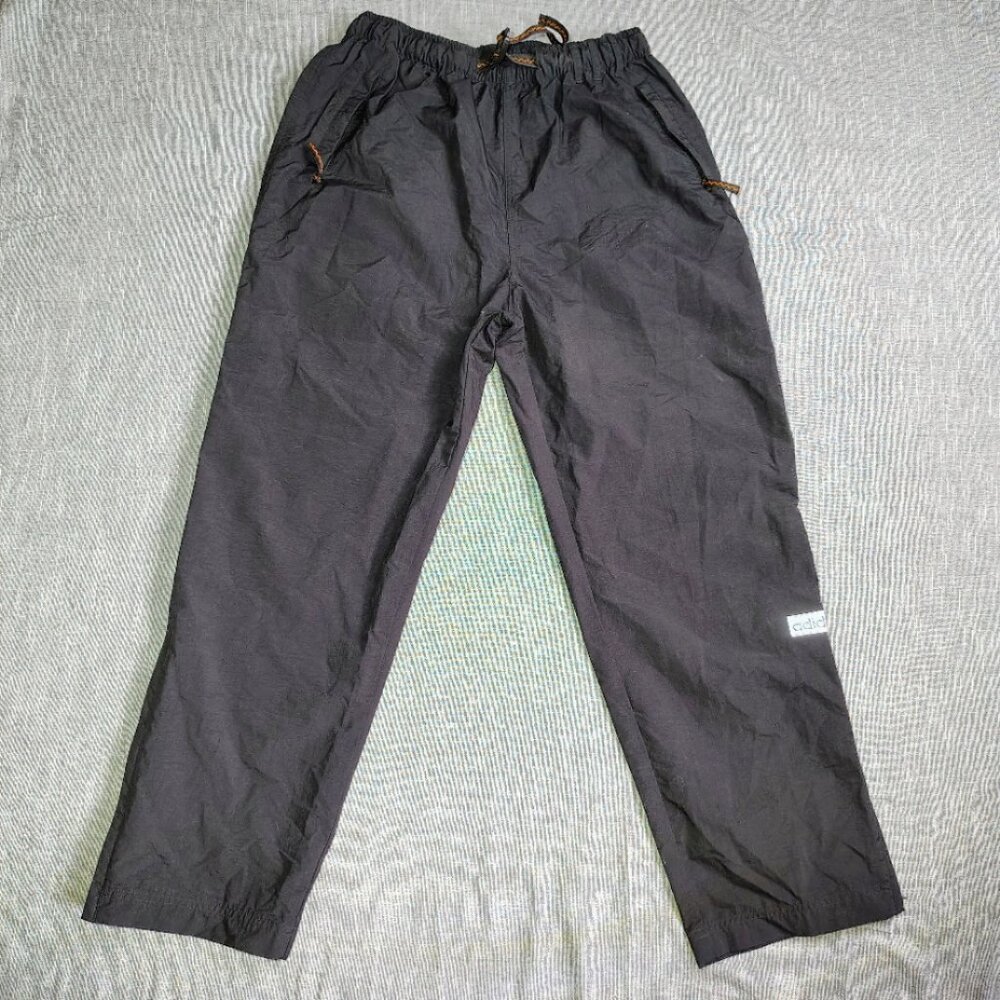 VINTAGE Adidas Track Pants Size Lage Black Belted Nylon Running‎ Hiking Athletic